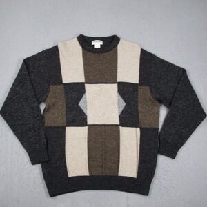 Norm Thompson Mens Merino Wool Blend Colorblock Crewneck Sweater Made in Italy L